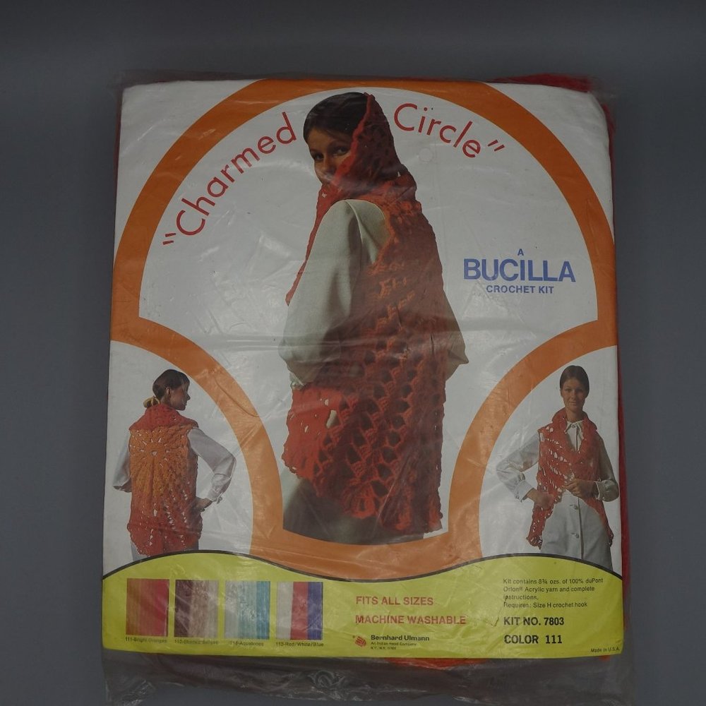 Bucilla Crochet Sweater Vest, Poncho Kit in Bright Oranges, One Size Fits All, D - Picture 2 of 10
